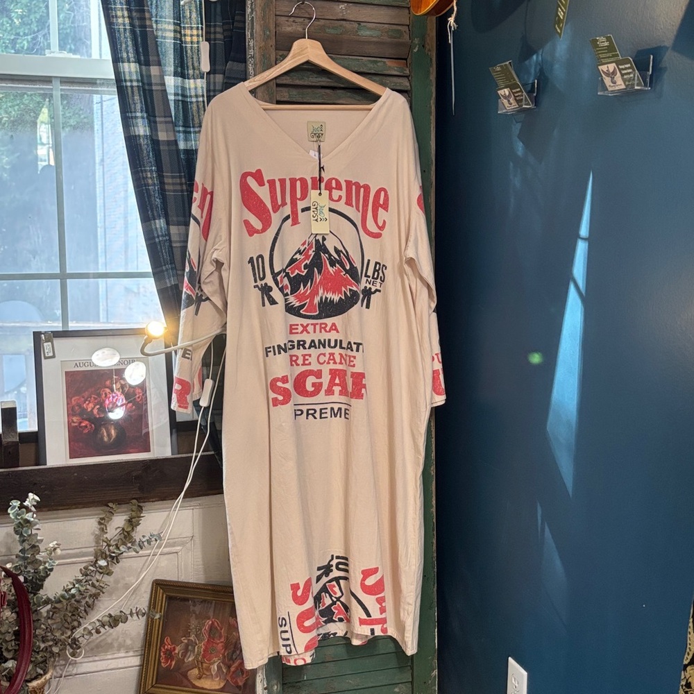 Jaded gypsy Supreme Sugar feedsack longsleeve dress shabby oversized 100% cotton